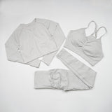 Women's Seamless Yoga / Fitness Long Sleeve Crop Top, High Waist Leggings+ Bra