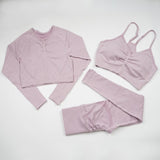 Women's Seamless Yoga / Fitness Long Sleeve Crop Top, High Waist Leggings+ Bra