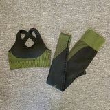 2 PCS Seamless Women Yoga / Fitness Crop Top & High Waist Leggings