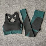 2 PCS Seamless Women Yoga / Fitness Crop Top & High Waist Leggings