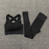 2 PCS Seamless Women Yoga / Fitness Crop Top & High Waist Leggings