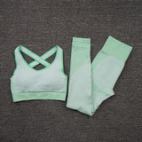 2 PCS Seamless Women Yoga / Fitness Crop Top & High Waist Leggings