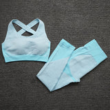 2 PCS Seamless Women Yoga / Fitness Crop Top & High Waist Leggings
