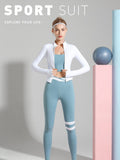 Women's Sportswear / Yoga Set - Leggings, Seamless Fitness Bra and Zipped Jacket