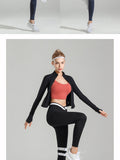 Women's Sportswear / Yoga Set - Leggings, Seamless Fitness Bra and Zipped Jacket