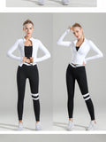 Women's Sportswear / Yoga Set - Leggings, Seamless Fitness Bra and Zipped Jacket