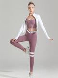 Women's Sportswear / Yoga Set - Leggings, Seamless Fitness Bra and Zipped Jacket