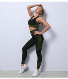 2 PCS Seamless Women Yoga / Fitness Crop Top & High Waist Leggings