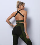 2 PCS Seamless Women Yoga / Fitness Crop Top & High Waist Leggings
