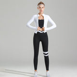 Women's Sportswear / Yoga Set - Leggings, Seamless Fitness Bra and Zipped Jacket