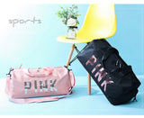 Women Sequins PINK Travel and Fitness Training Bag For Sports, Gym, Yoga or Travel with Dry / Wet Separation for Shoes or Clothing