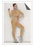 Women's Seamless Yoga / Fitness Long Sleeve Crop Top, High Waist Leggings+ Bra