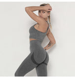 Women's Seamless Yoga / Fitness High Waist Leggings + Bra Top