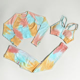 Tie Dye Seamless Yoga / Fitness Outfit - Leggings, Bra & Sweater