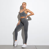 Yoga Set Workout Seamless Women's Sportswear Gym Clothing Sports Suits Fitness Short Sleeve Crop Top High Waist Running Leggings