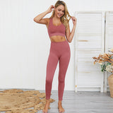 Women's 2 Piece Set - Leggings + Elastic Sports Bra