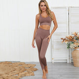 Women's 2 Piece Set - Leggings + Elastic Sports Bra